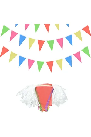 Merkloos Vlaggenketting - Outdoor vlaggetjesslinger van stof voor feestdecoratie en kinderverjaardagsdecoratie