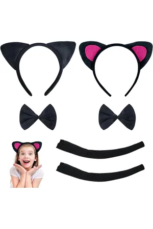 Merkloos 6 stuks kattencosplay-set voor verkleedpartij - pluche kattenoren en staart