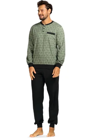 Comtessa Comte - Heren pyjama - Katoen - Groen met motief - Maat XL