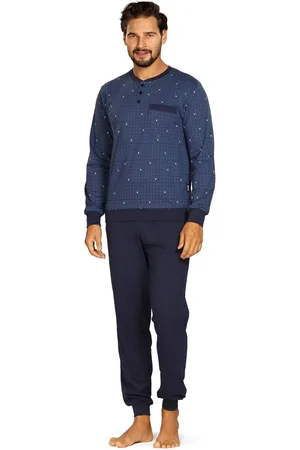 Comtessa Comte - Heren pyjama - Katoen - Blauw met motief - Maat XL