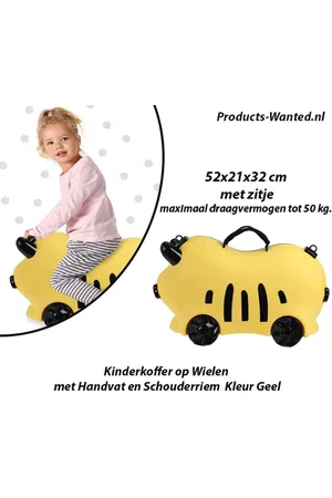 Merkloos Kinderkoffer op Wielen met Handvat en Schouderriem Kleur