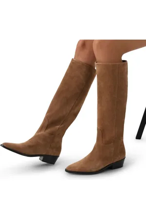 Manfield Dames - Bruine su??de hoge laarzen - Maat 40