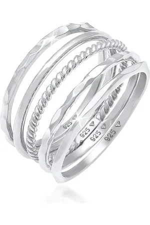 Elli Dames Ring Dames Band Set Stapelen Minimaal Trend Blogger Basis in 925 Sterling