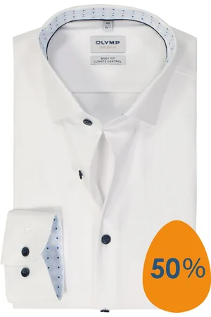 Olymp 24/7 Level 5 body fit overhemd - mouwlengte 7 - twill - - Strijkvriendelijk - Boordmaat: 42