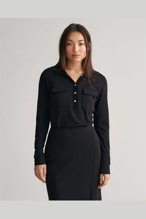 GANT 4200720 Polo Met Lange Mouwen Zwart XL Vrouw