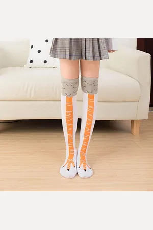 Merkloos Kippensokken Wit - Chicken leg socks - grappig - sport sokken - kip sokken - hoge sokken - kniekousen - cadeau - kado - kip sokken