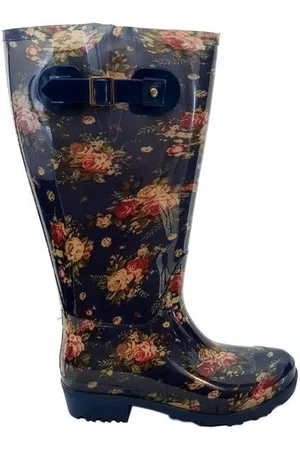 JJ Footwear Regenlaars Wide Wellies Flowers Kuitmaat XXL-Schoenmaat 42