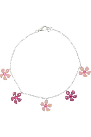 Behave ??? Enkelbandje met bloemen ??? Zilverkleur ??? Zomertrend sieraden