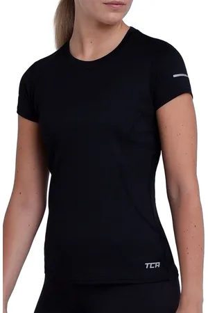 TCA Dames Atomic Korte Mouw Sneldrogende Gym Hardloop Trainings Top - Zwart, XS