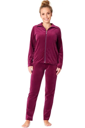 Merry Style – Dames Huispak – Vrijetijdspak – Velours – MS-MG-SUIT5-n – Pruim – XXXXXL