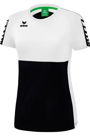 Erima Six Wings T-Shirt Dames Zwart-Wit Maat 38