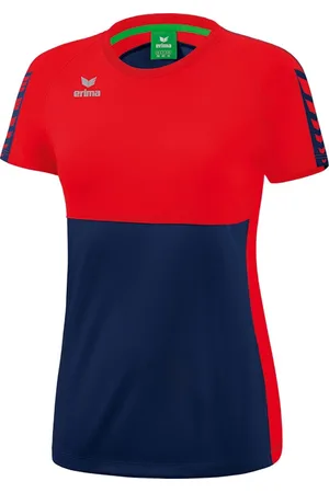 Erima Six Wings T-Shirt Dames - New Navy / Rood | Maat: 42