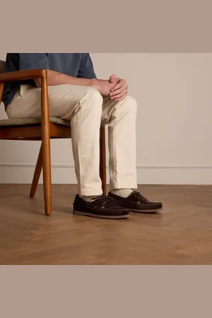 Manfield Heren - Donkerbruine leren bootschoenen - Maat 44