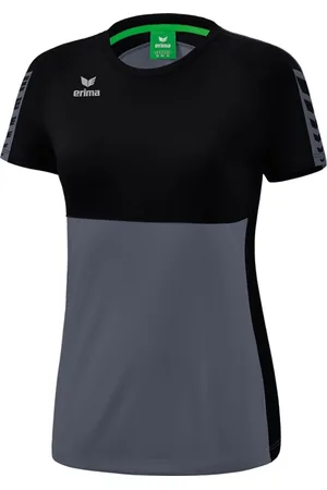 Erima Six Wings T-Shirt Dames - Slate Grey / Zwart | Maat: 38