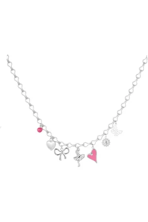 Yehwang Ketting - Dancing - Bedels - Zilver - Roze - Stainless Steel