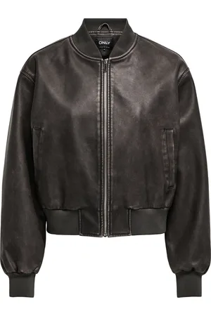 ONLY Jas Onljane Faux Leather Washed Bomber 15314240 Chocolate Brown Dames Maat - XS
