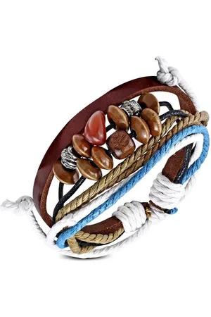 Amanto Armband Carlo White - Leer - Bedels - Kralen - 20cm