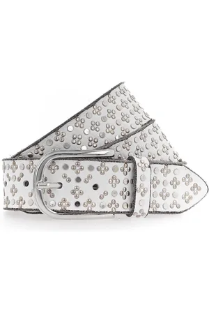 B.belt Leren Riem Tini Silver Leather Belt W90 Wit
