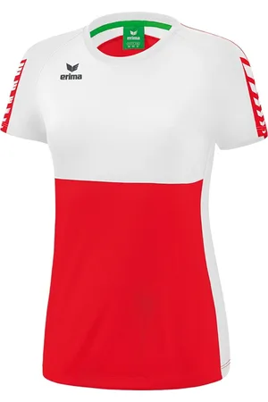 Erima Six Wings T-Shirt Dames Rood-Wit Maat 36