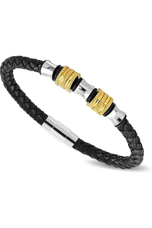 Amanto Armband Creston Gold - 316L Staal - Leer - 12mm - 22cm