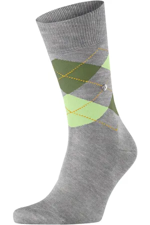 Burlington Manchester Sok Ruit Grijs - Maat 40-46 - Heren - Halfhoge sokken