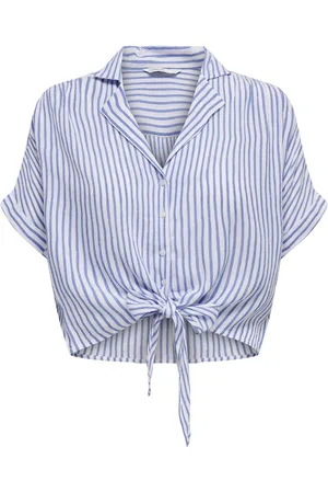 ONLY ONLPAULA LIFE S/S TIE SHIRT WVN NOOS Dames Blouse - Blue Stripes