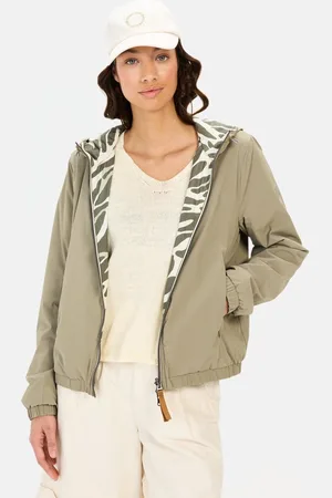 Camel Active Keerbare jas met all-over print en effen zijde - Maat womenswear-44 - Salie