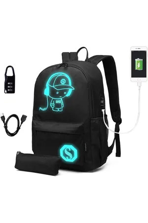 Kono School Rugzak Kinderrugzakken Casual Dagrugzak met Pencil Case Uniseks Anime Boekentas Lichtgevende Zak Waterdichte 15.6 Inch Reizen Laptop Tassen voor Jongens Meisjes met USB-poort