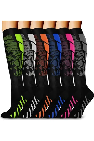 Merkloos Fuleadture Energy Socks - Premium Compressiesokken - 6 paar kniekousen - Comfortabele Steunkousen - Voorkom Pijnlijke Benen en Voeten - Voorkom Rusteloze Benen - Voor sport, Vliegen, Hardlopen, Reizen, Wielrennen - L-XL(39-45)