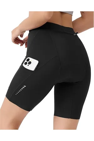 Merkloos Dames Fietsbroek Met 6D Padding - Maat M - Sneldrogende Elastische Fietsshort Met Zakken - Ademend Nylon en Elastaan - Anti-slip en Schokabsorberend - Geschikt Voor Wielrennen en Mountainbiken - Reflecterende Veiligheidsdetails
