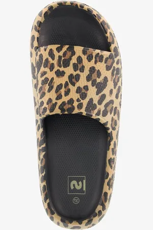 Scapino Dames badslippers met panterprint zwart - Maat 36