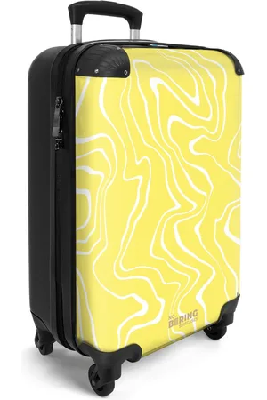 No Boring Suitcases ® - Handbagage koffer lichtgewicht - Reiskoffer trolley voor reizen - met abstracte witte lijnen - Cabine rolkoffer met wieltjes - Travel luggage - Hardcase valies klein - Past binnen 55x40x20 en 55x35x25