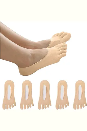 Merkloos 5 Paar - Teensokken - Teen Sokken - Katoen en polyester - Yoga Sokken - Gladde teen kloof - Ademend - Comfortabele Sokken - - One size - Voor Dames