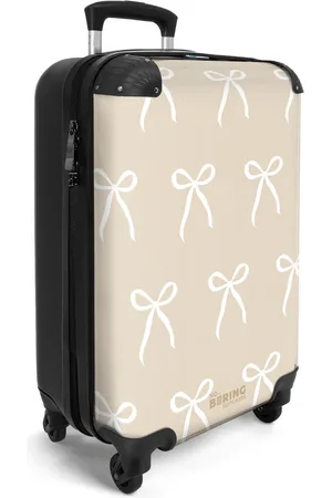 No Boring Suitcases ® - Handbagage koffer lichtgewicht - Reiskoffer trolley - - Patroon van witte strikjes - Vakantie rolkoffer met wieltjes - Carryon suitcase - Flightcase - Cabin koffertje - Past binnen 55x40x20 en 55x35x25