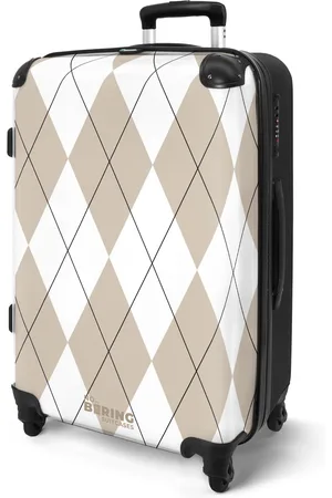 No Boring Suitcases ® - Koffer groot - Rolkoffer lichtgewicht - met wit geruit patroon - Reiskoffer met 4 wielen - Grote trolley XL - 20 kg bagage - Valiezen middelgroot - Hardcase bagagekoffer - Suitcase large