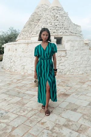 Colourful rebel Ava Striped Real Wrap Maxi Dress - XL