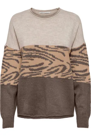 ONLY ONLJADE ANIMAL L/S PULLOVER KNT Dames Trui - Maat XS