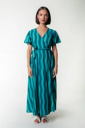 Colourful rebel Ava Striped Real Wrap Maxi Dress - L
