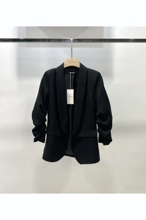 Merkloos Zwarte Blazer - Blazer met driekwart mouwen - Zwarte Blazer - Blazer jas - Casual Blazer