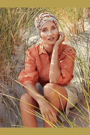 CHRISTINE Lotus Turban - Printed Linen - Bamboo & Linnen - Chemo Mutsje / Sjaaltje