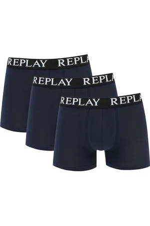 Replay Boxer Basic Cuff Logo 3 Pack - Blauwe Boxershorts-XL