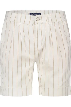 Red Button Broek Cleo Short Cotton Linen Stripe Srb4574 Dark Sand Dames Maat - W34