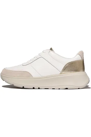 FitFlop F-Mode Leather/Suede/Metallic Flatform Sneakers - Maat 40