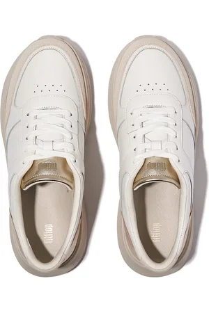 FitFlop F-Mode Leather/Suede/Metallic Flatform Sneakers - Maat 42