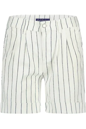 Red Button Broek Cleo Short Cotton Linen Stripe Srb4574 Navy Dames Maat - W40