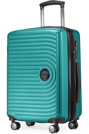 Merkloos Rolkoffer, middelgroot/groot, harde schaal van ABS, 4 rubberen zwenkwielen, voldoet aan TSA-eisen Mitte, turquoise