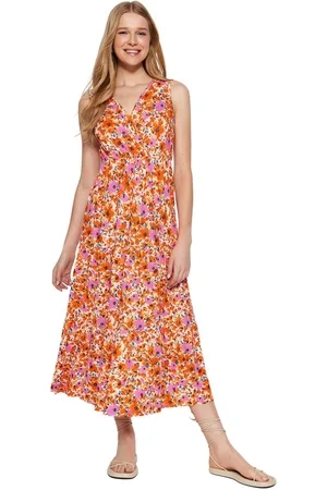 Trendyol Veelkleurige Mouwloze A-Lijn Maxi-Gebreide Jurk Met V-Hals En Bloemenmotief Twoss22El1588