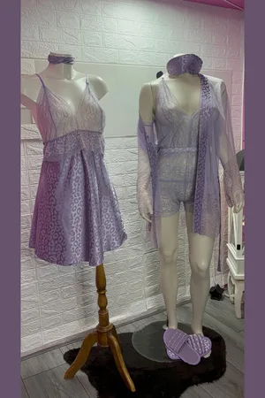 Merkloos Satin lingerie set 6 pieces