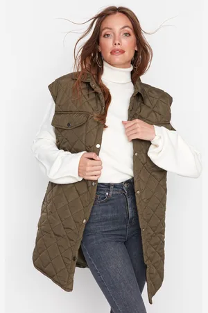 Trendyol Kaki Oversized, Gewatteerd Gilet Met Brede Snit Twoaw23Ye00007