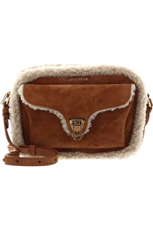 Coccinelle Schoudertas Beat Eco Shearling Suede Leather Crossbody Bag Lichtbruin